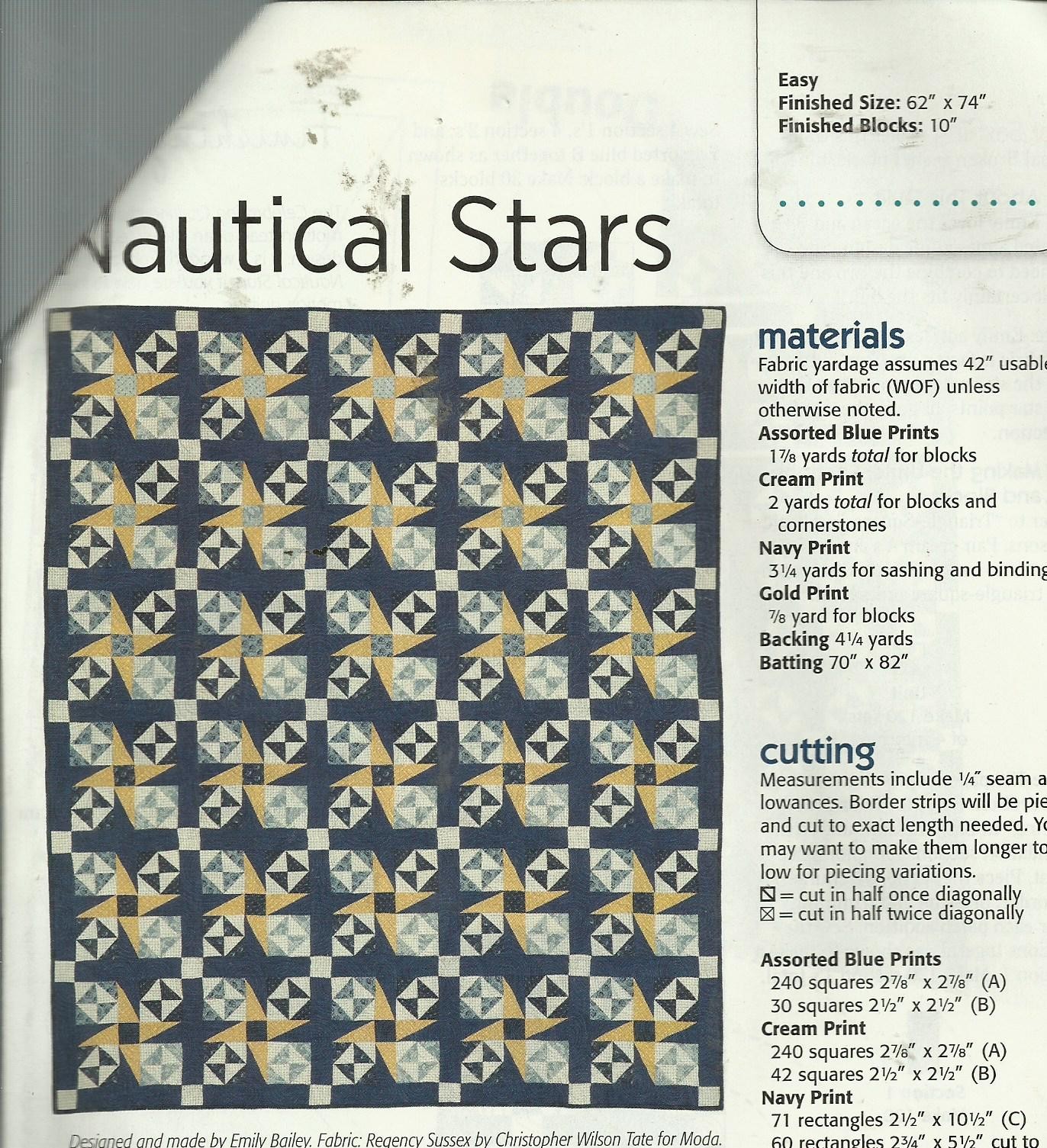 D0157 NAUTICAL STARS QUILT PATTERN/INSTRUCTIONS