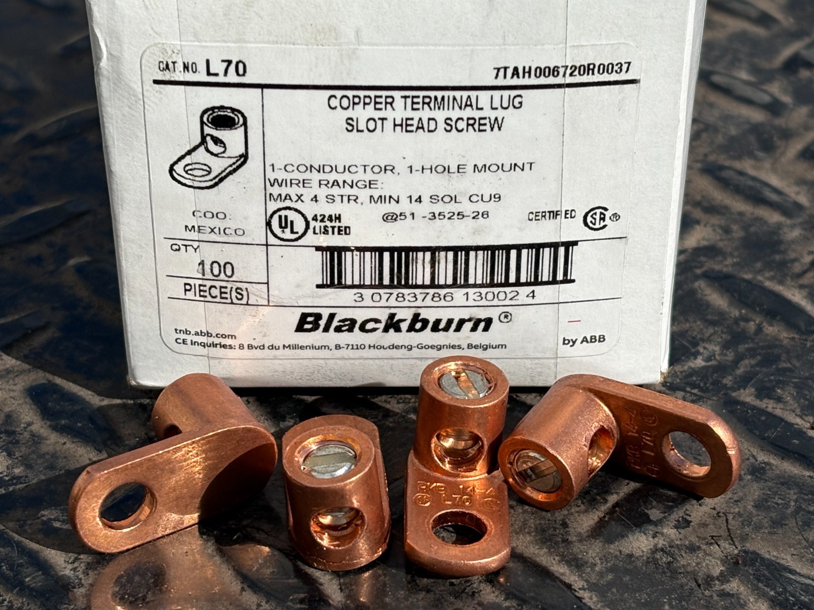 Lot of (10) Blackburn L70 Copper Terminal Lug Slot Head Screws 1-Hole Mount ^