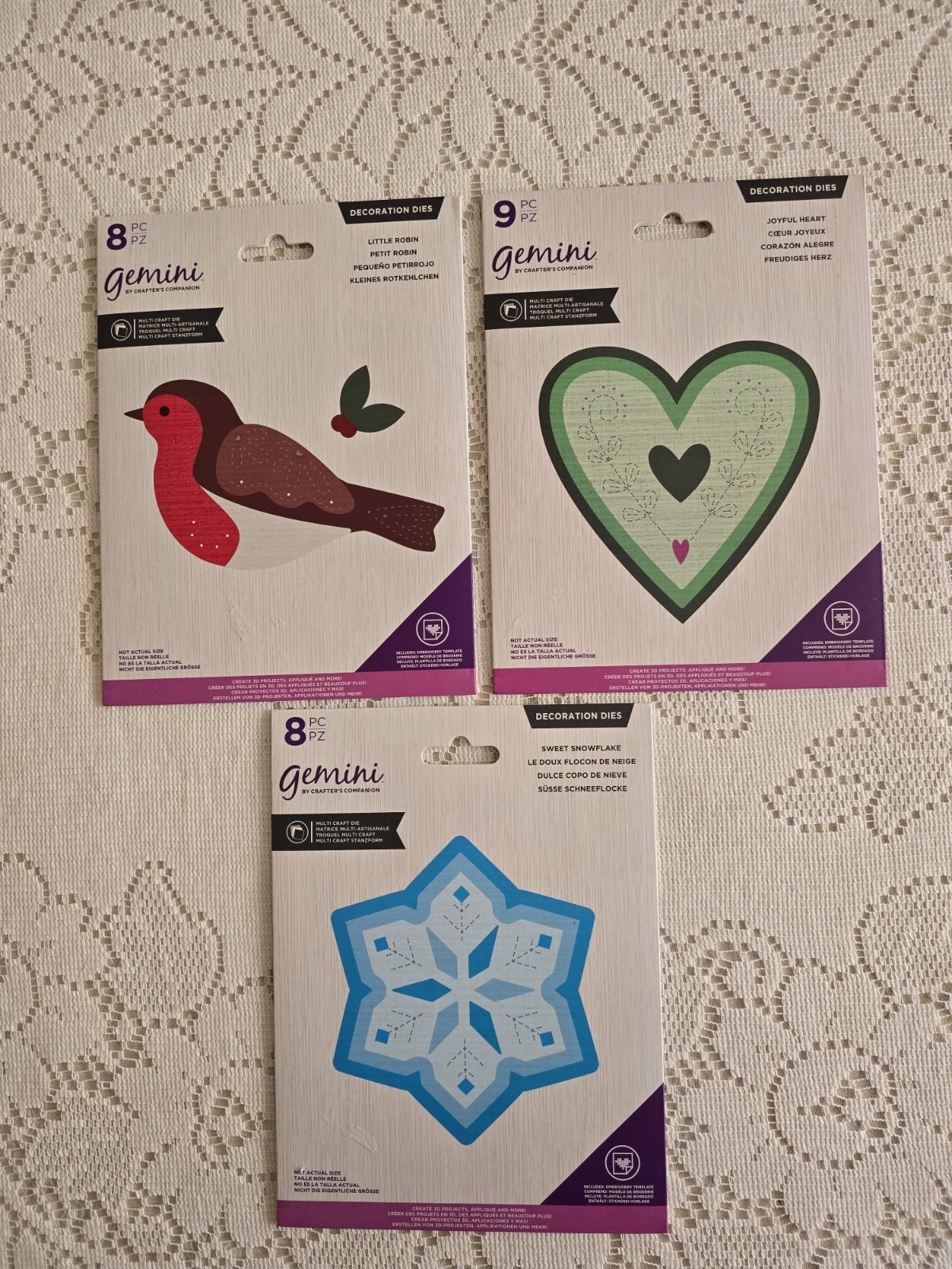 "Gemini" Multi Craft Decoration Dies By Crafter's Companion Heart-Bird-Snowflake