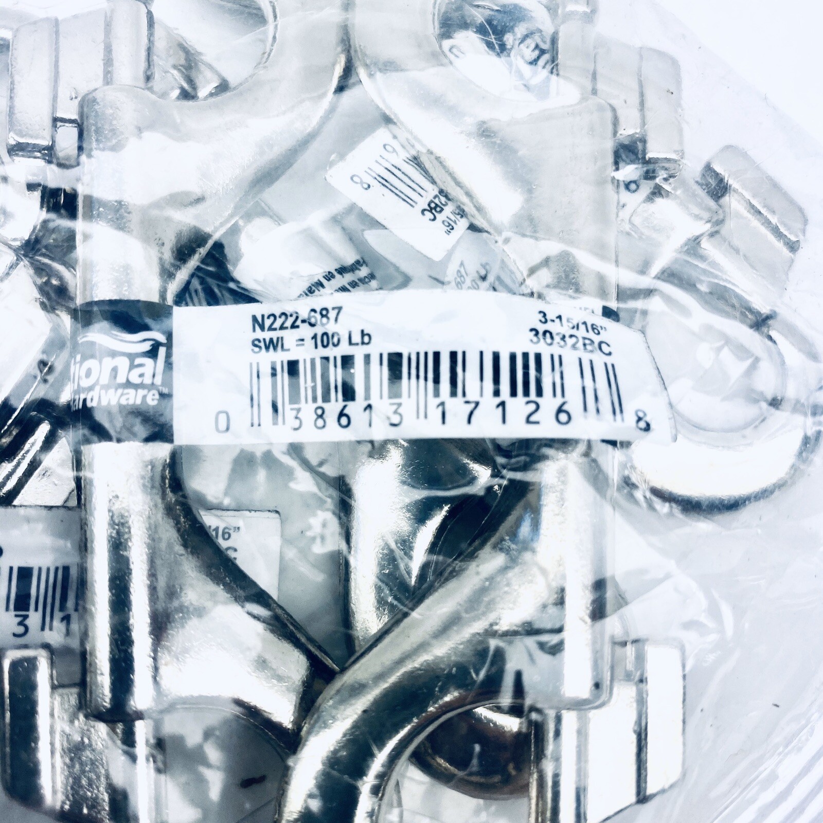 N222-687 3032C DOUBLE BOLT SNAP IN NICKEL ( 10 PACK )