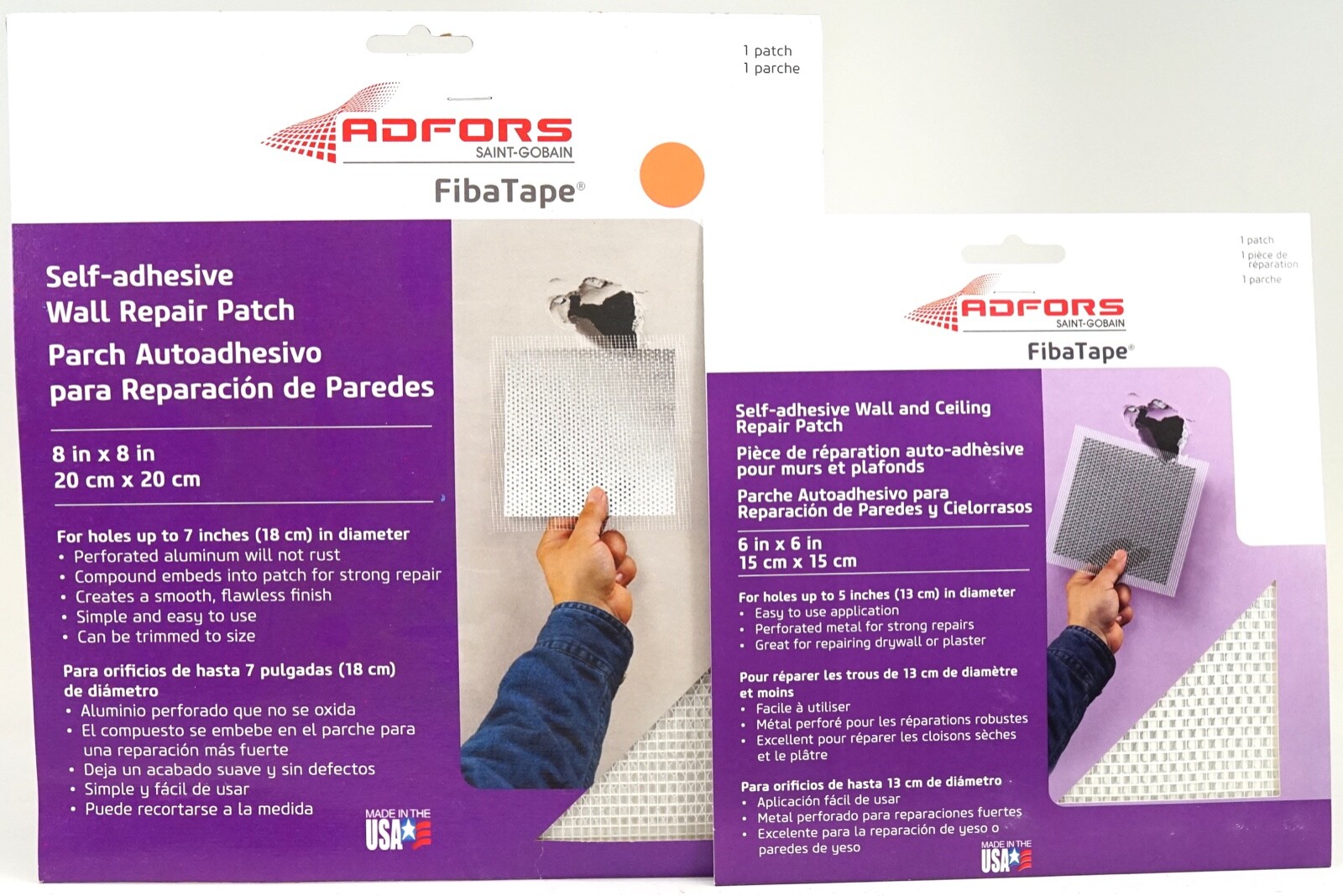 New Set Of 2 Saint-Gobain Adfors Self-Adhesive Wall & Ceiling Repair Patches