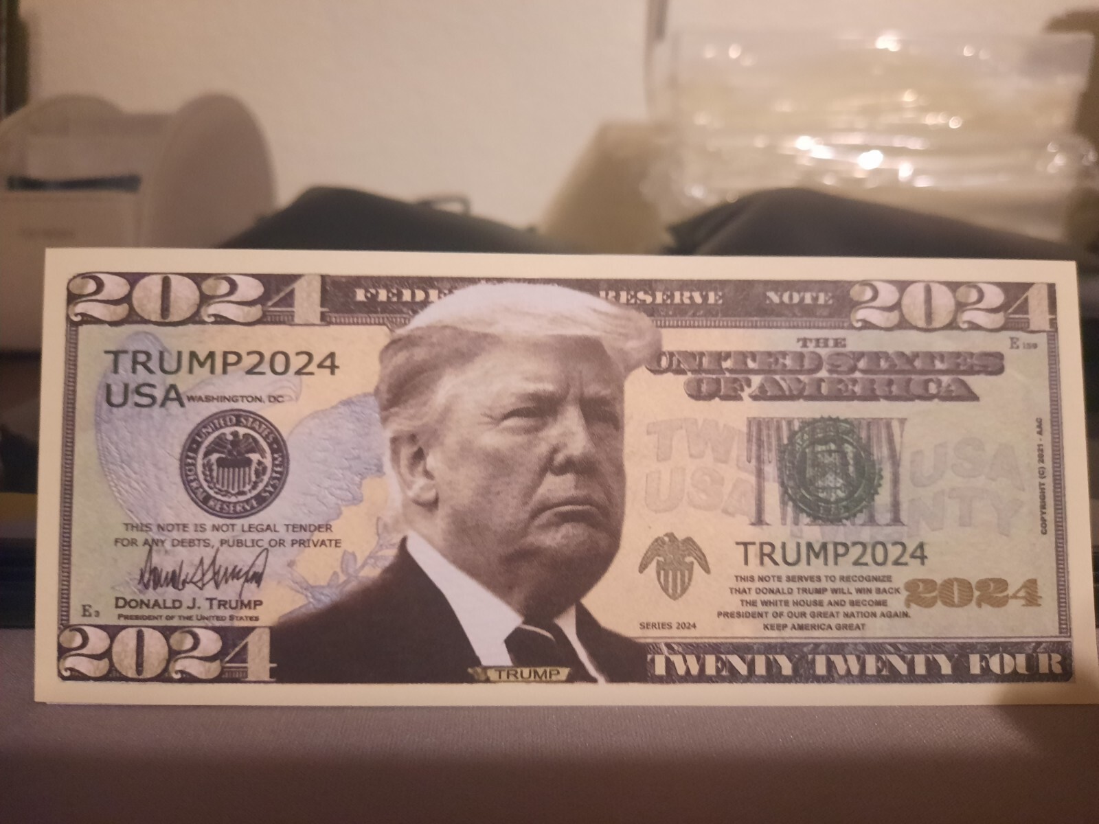 Set Of 4 Donald Trump 2024 & $100 Prank Fake Presidential Bills MAGA USA 45 47