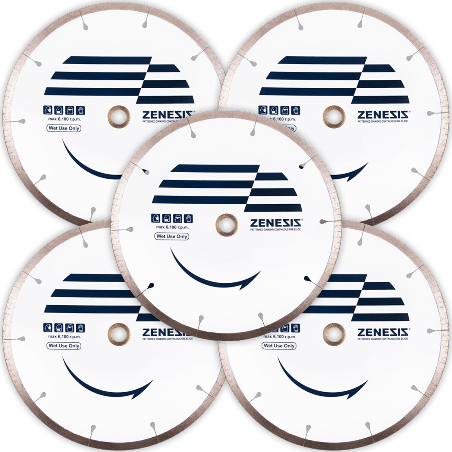 ZENESIS Blade Porcelain, Ceramic, Granite Tile Continuous Rim 8 inch | 5 Blades