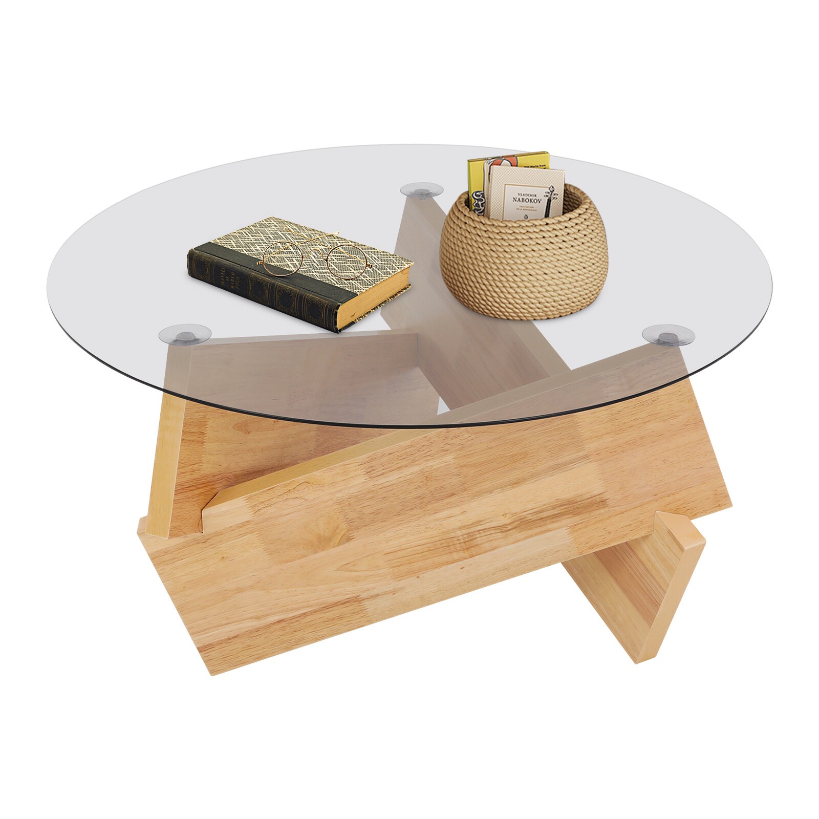 16.1'' H Round Modern SideTable Side Table with Tempered Glass Top End Table ?
