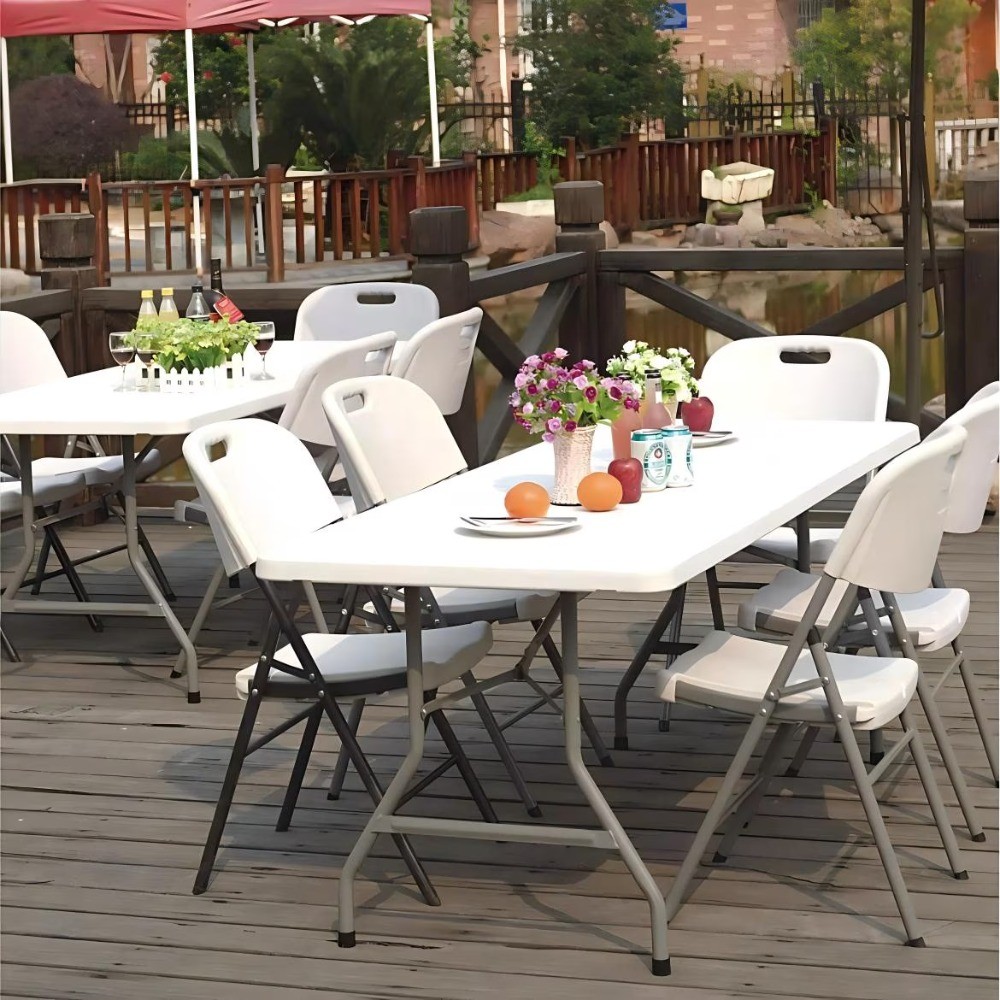 6 Foot Folding Table,Fold-in-Half Plastic Table