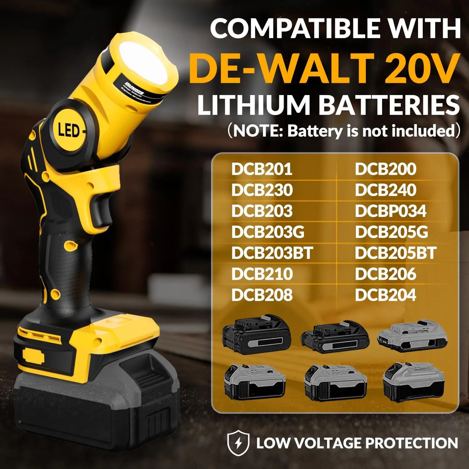 FOR Dewalt Led 20V 20Volt Max Cordless Led Pivoting Work Light Flashlight Tool