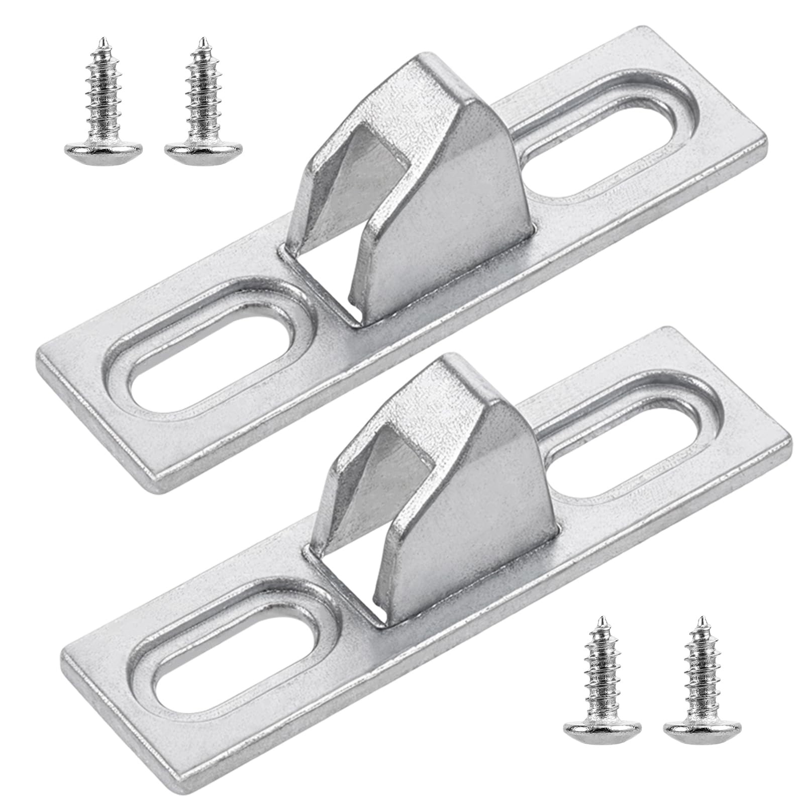 2 Pcs Sliding Door Keeper Glass Lock Retainer with mounting Silver