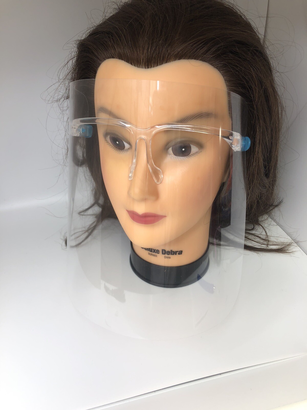 Full face clear protective shield with glasses, non-fog, reusable