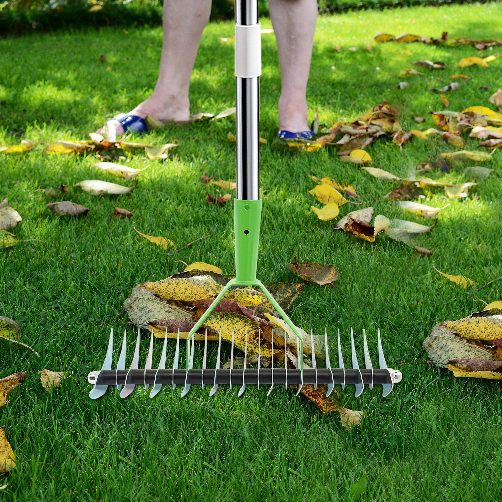 21 Tine Lawn Rake Head, Alloy Steel Thatch Rake Head, Garden/Park Lawn Rake Head