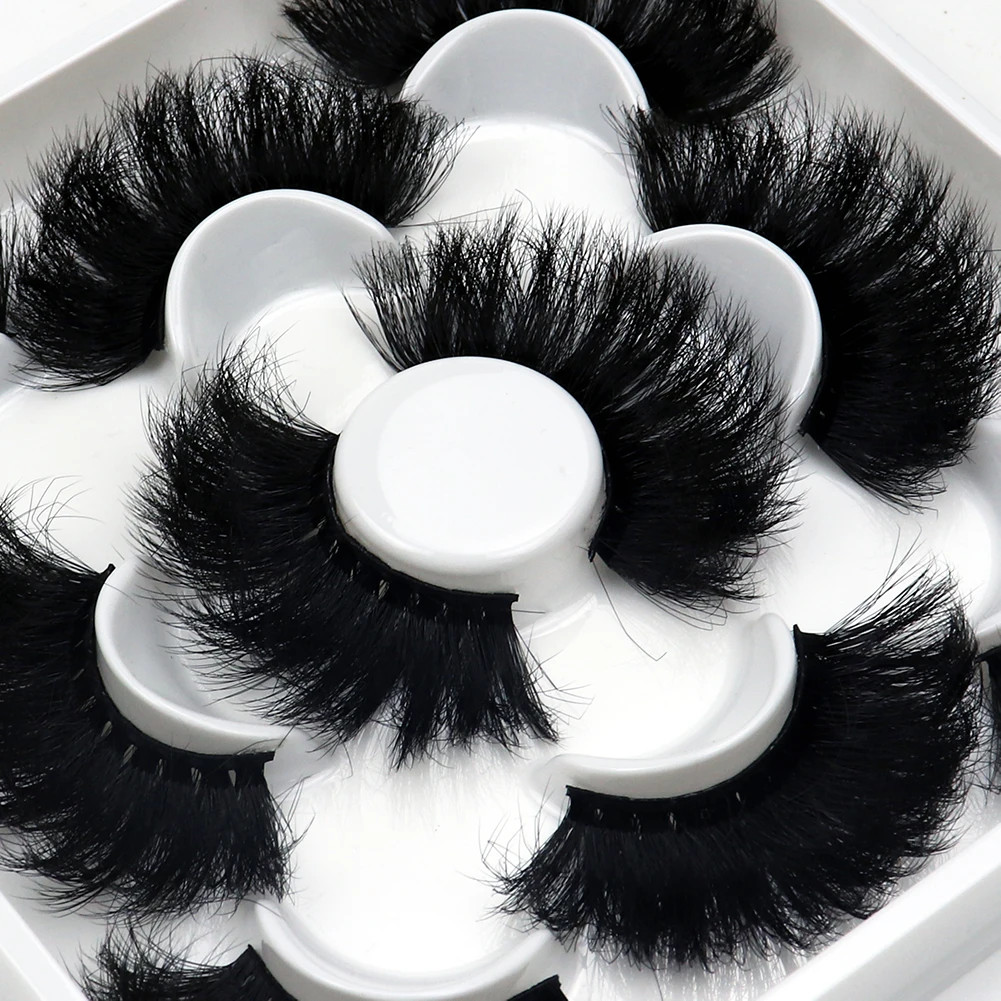 Korea 5 Pairs 25mm Mink Lashes Individual Natural Fluffy False Eyelashes Dense E