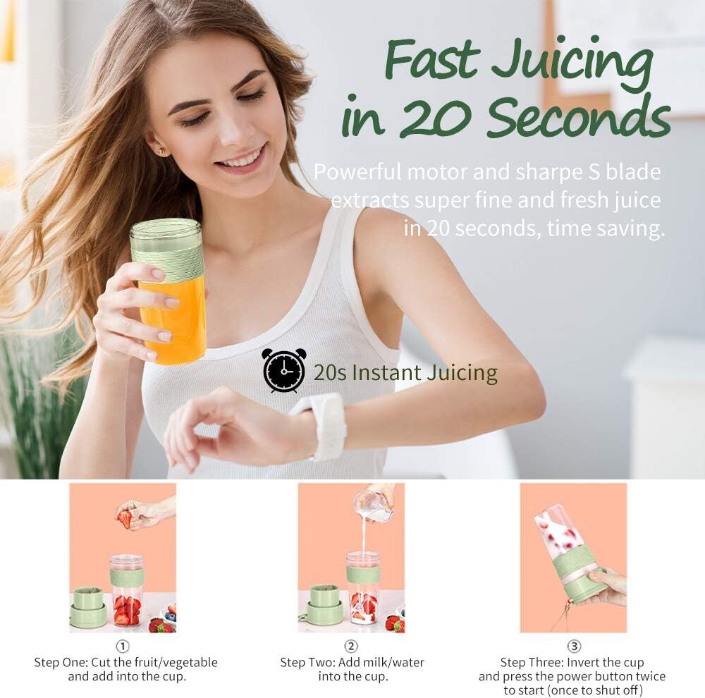 Portable Blender Juicer Cup USB Rechargeable Smoothies Mixer Fruit Machine US
