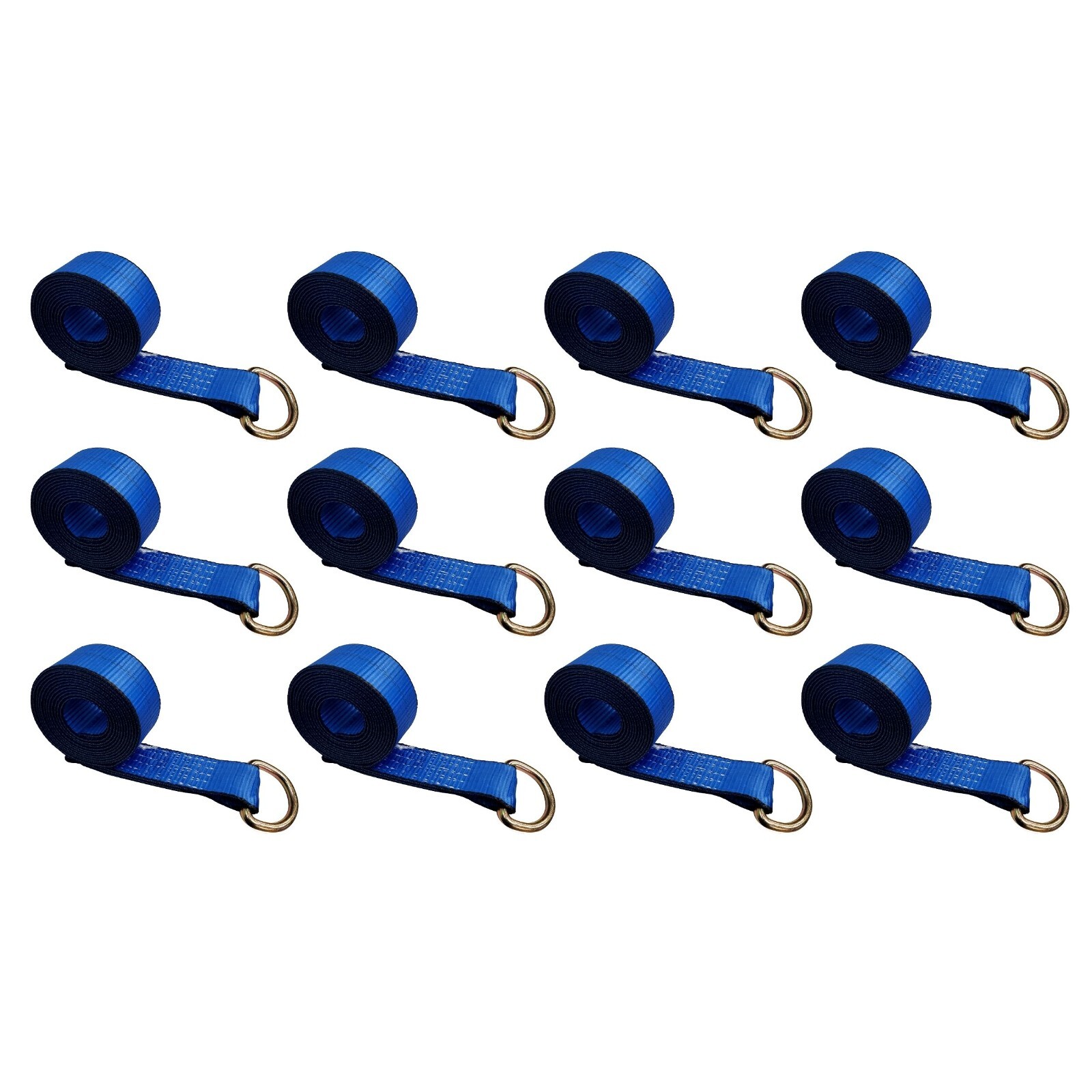 12 Pack 2" x 10' Lasso Strap w/ D Ring Auto Tie Down for Tow Truck Wheel Lift