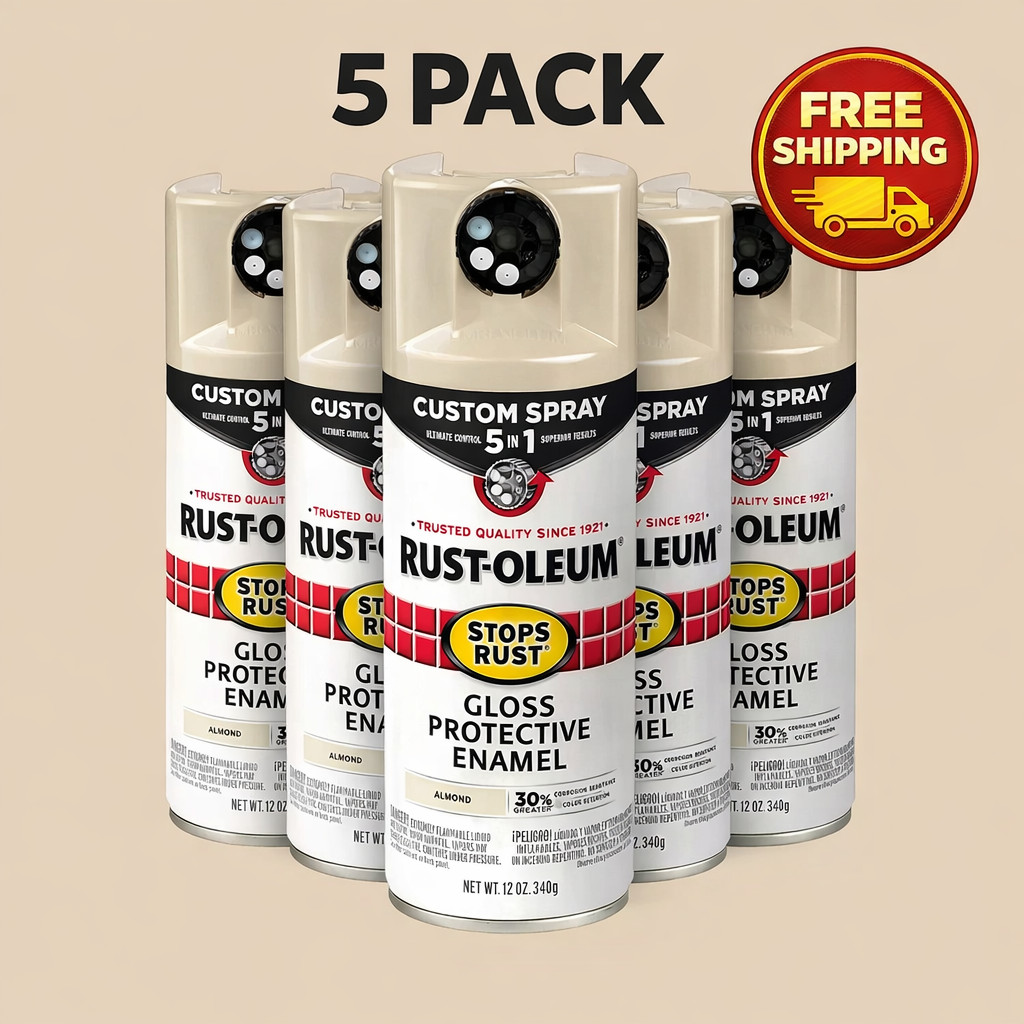 5 Pack. Rust-Oleum Custom Spray 5-in-1 Almond 12 oz Adjustable Spray