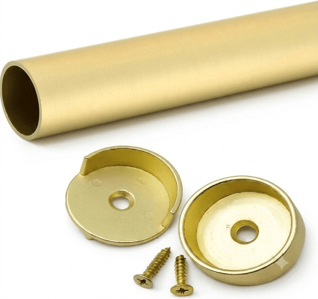 Matte Brass Custom Cut-to-Size 1-5/16 Inch Round Heavy-Duty Aluminum Wardrobe Cl