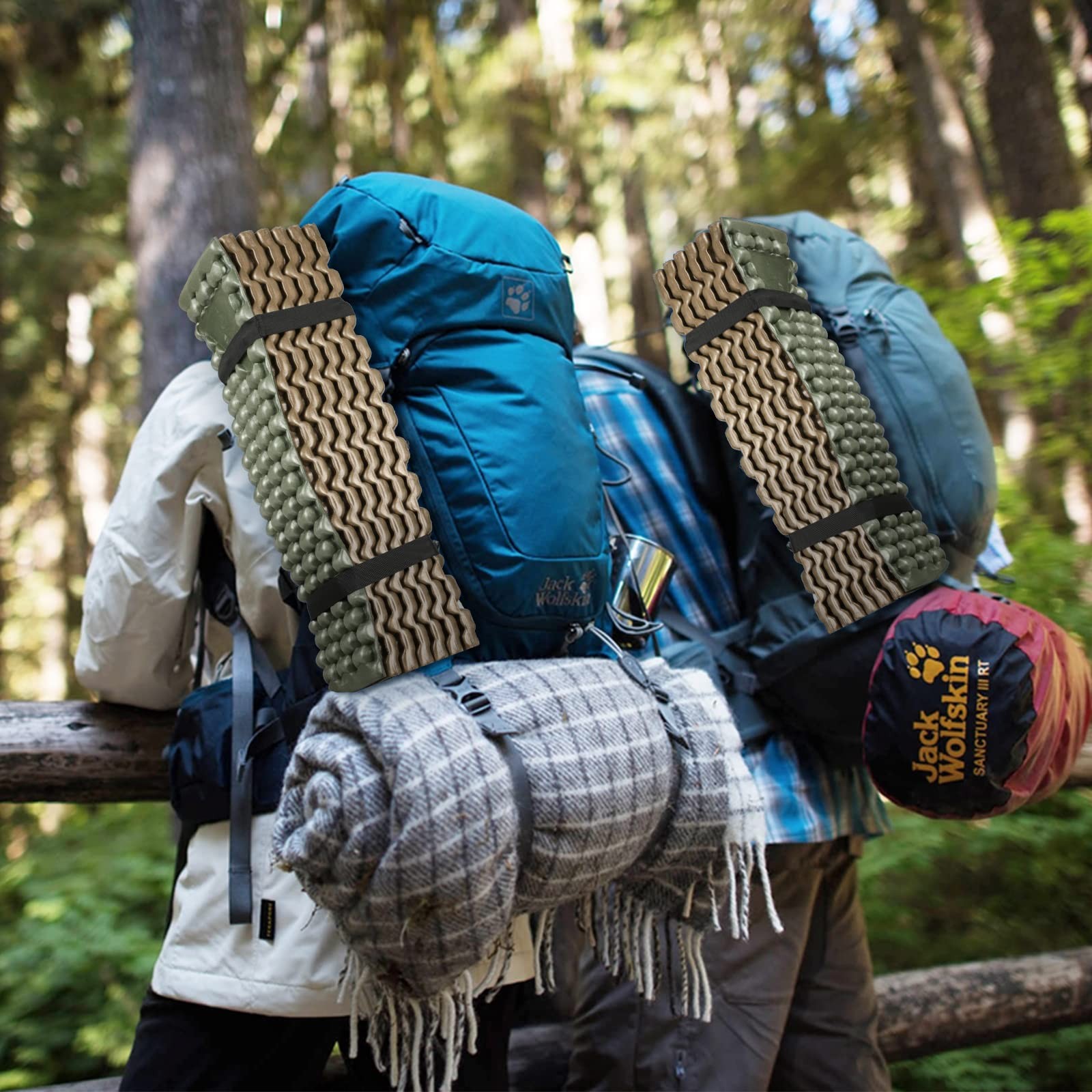 Foam Camping Pads for Hiking, Ultralight Closed Cell Large, Army Green-2Pack
