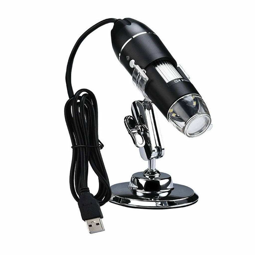 8LED 1000X 10MP USB Digital Microscope Endoscope Magnifier Camera w/ Stand Black