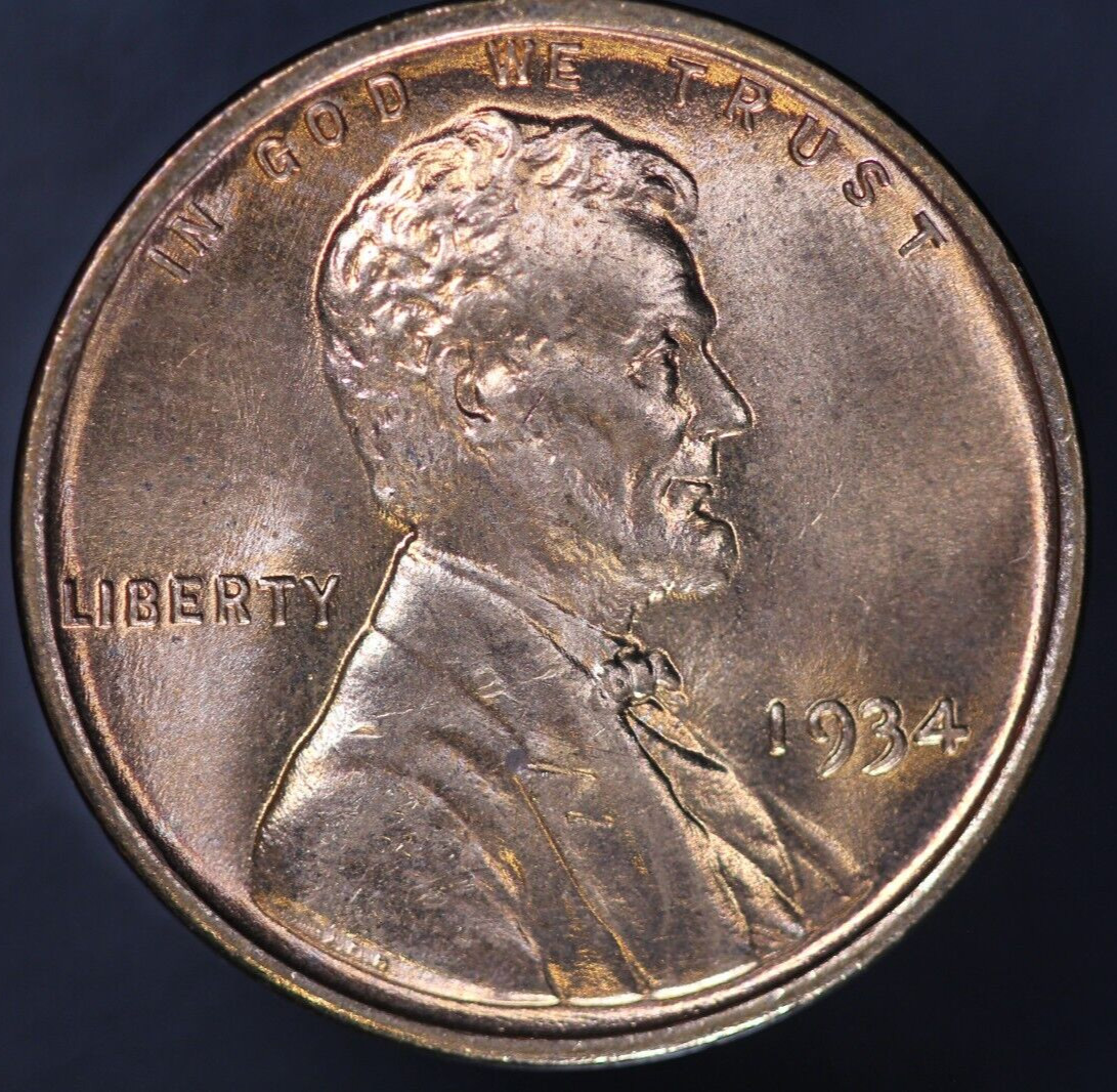1934  LINCOLN CENT FROM ORIGINAL ROLL COLLECTION-LOT AA 7668