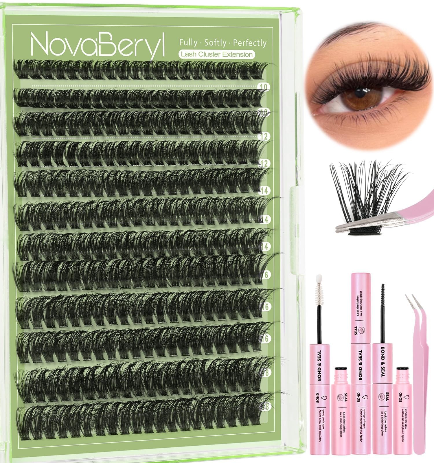 Fluffy Lash Clusters Kit 60D Eyelash 3D 240 count (Pack of 1), Black