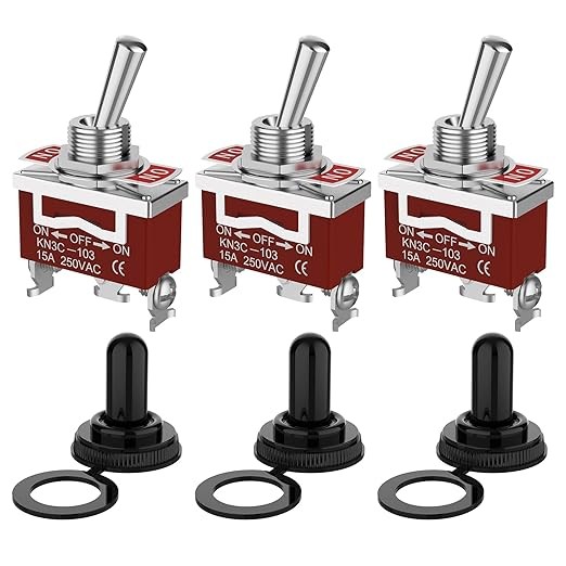 3 Way Toggle Switch, ON-Off-ON 3 Pin 3 Position SPDT Marine DC12V 30A Heavy Duty