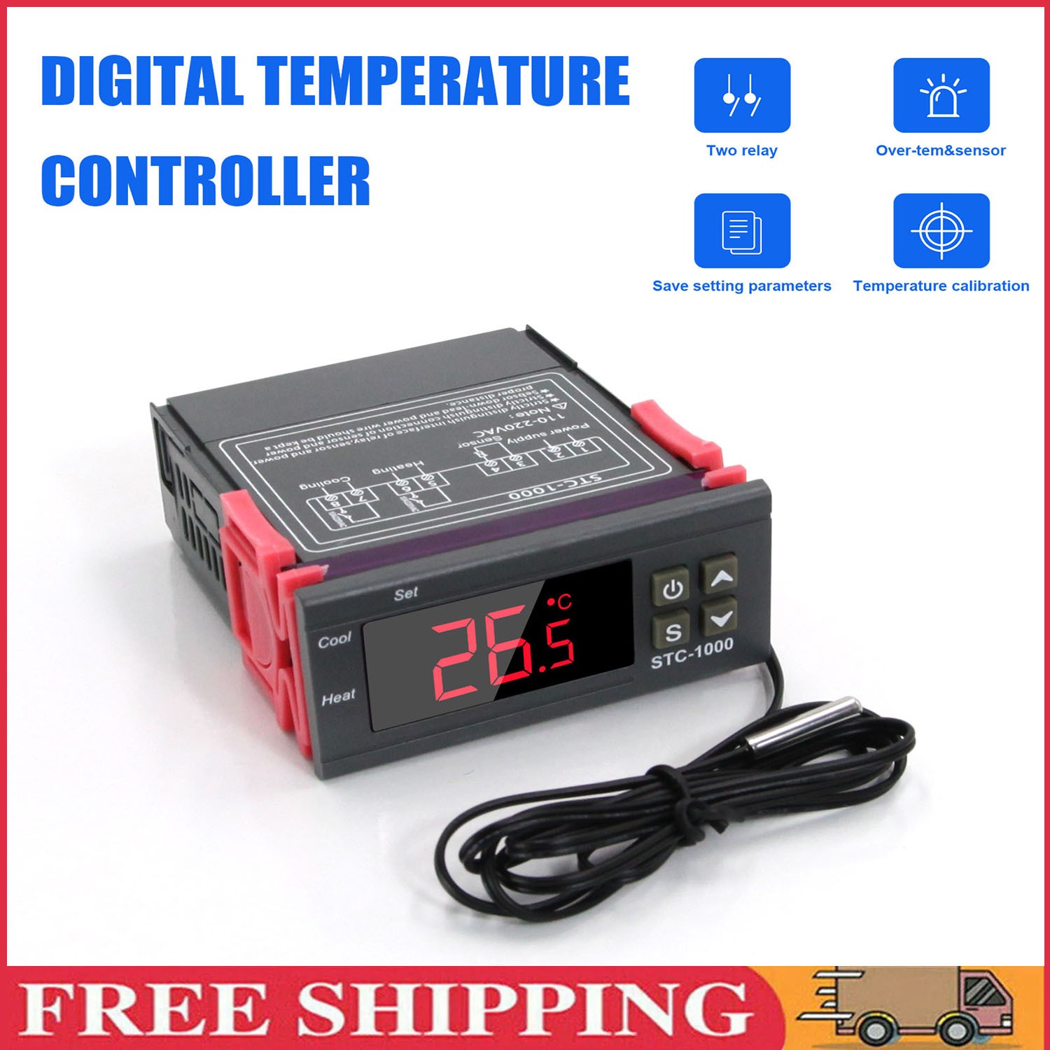 STC-1000 Digital Temperature Controller Thermostat w/ Sensor AC 110V Universal