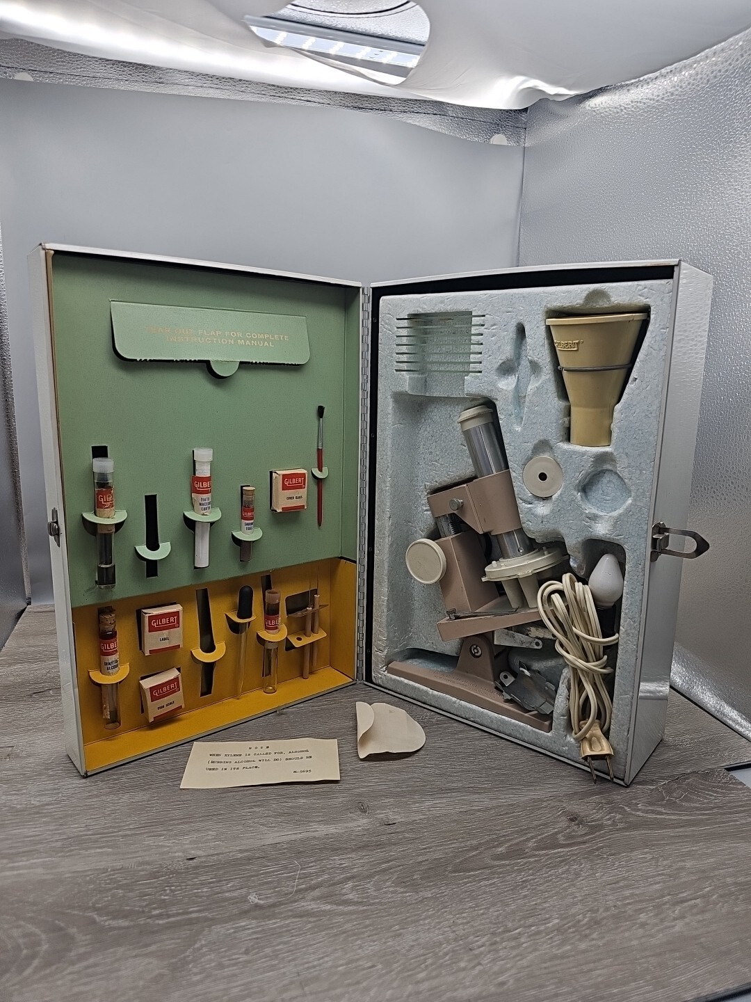 GILBERT Microscope & Lab Set in metal case incomplete
