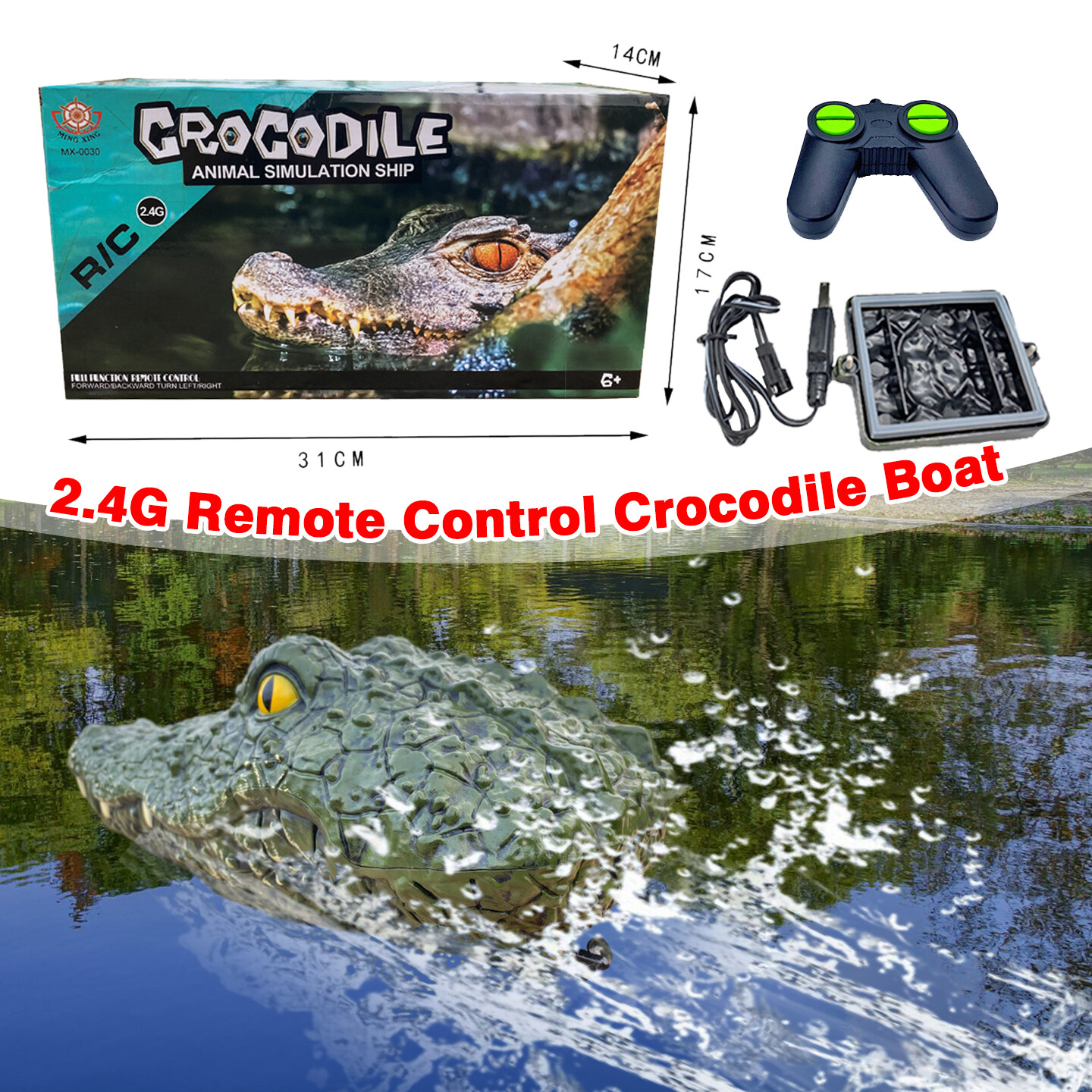 2.4G Simulation Crocodile Head Boat Animal Remote Electric Control Toy Gift