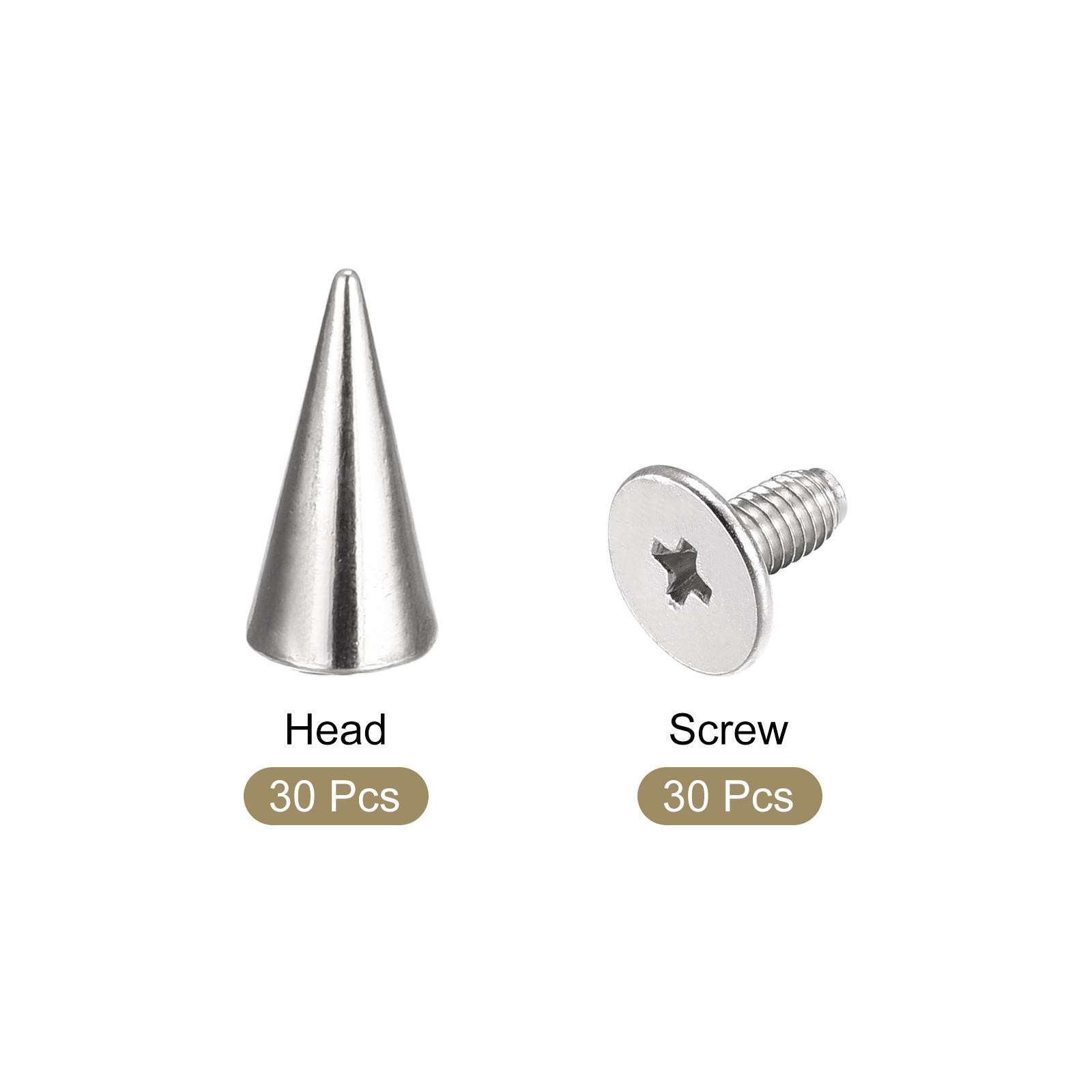 6x12mm Screw Back Rivets, 20 Set Solid Leather Studs Silver Tone