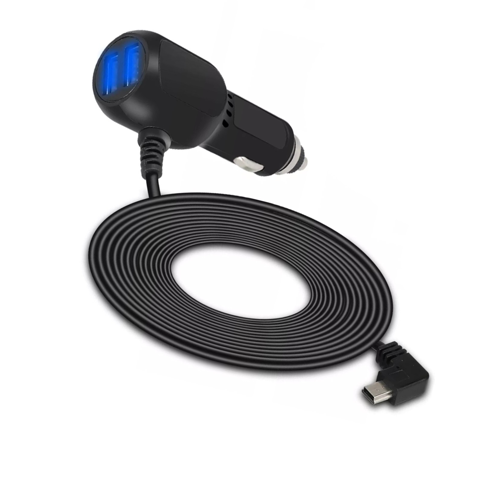 Blue LED light indicator Car Charger Cable Power Cord Supply for DVR Camera GPS