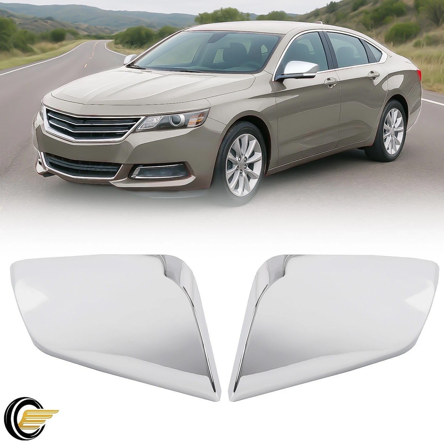 For Chevy Impala LS LT LTZ 2014-2020 2pcs Clip On Chrome Mirror Cover Caps Pair