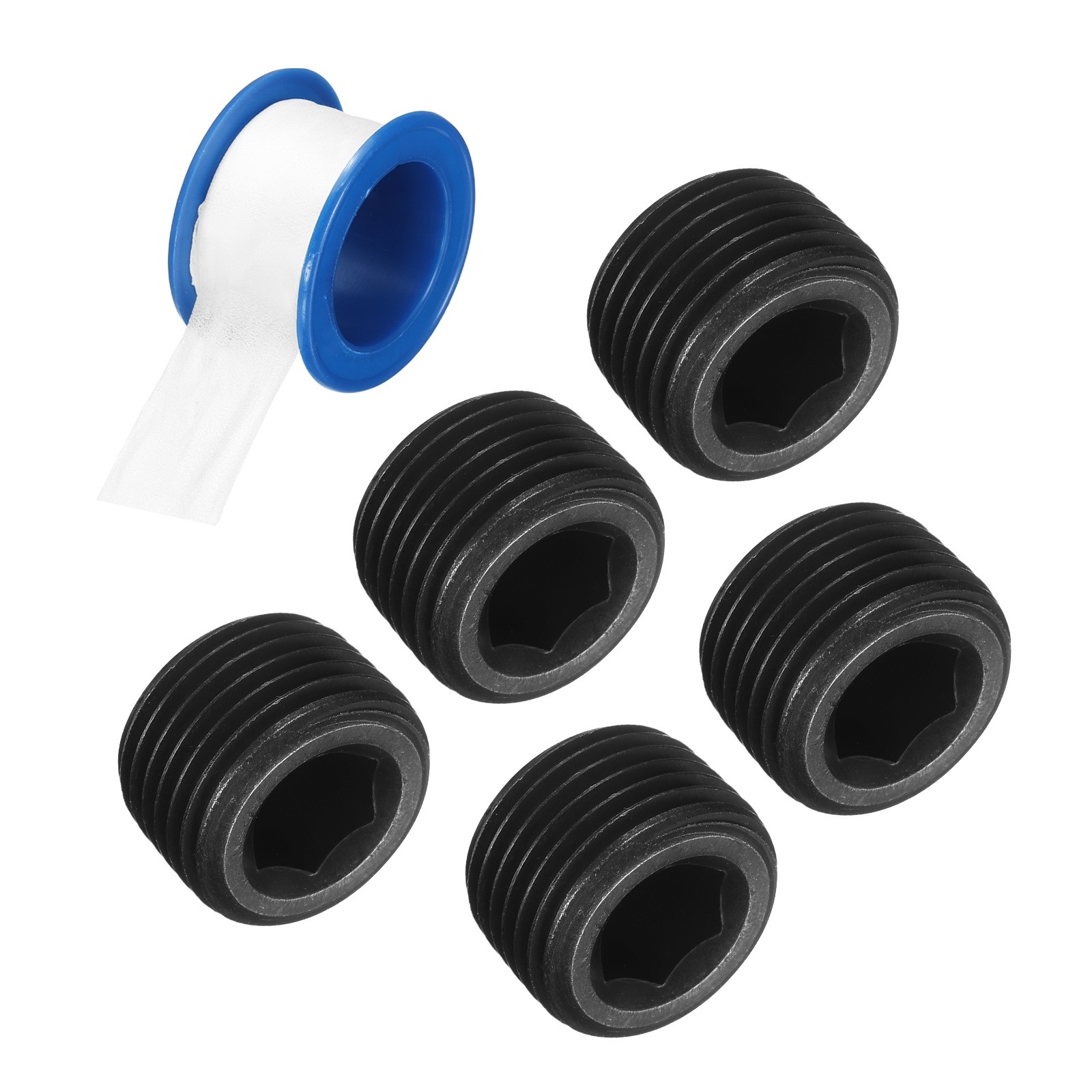5Pcs NPT 1/2 Carbon Steel Male Thread Internal Hex Pipe Plug Fitting Socket