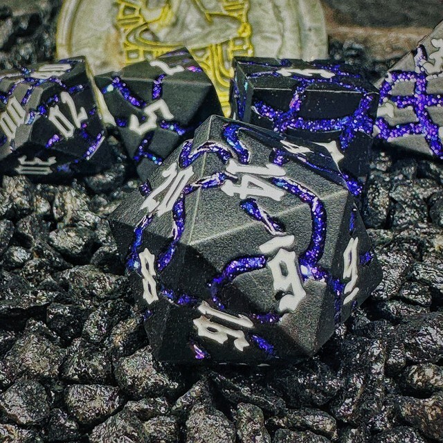 Sage's Warp Stones White Dwarf Star Metal Polyhedral Dice Set | Dnd RPG
