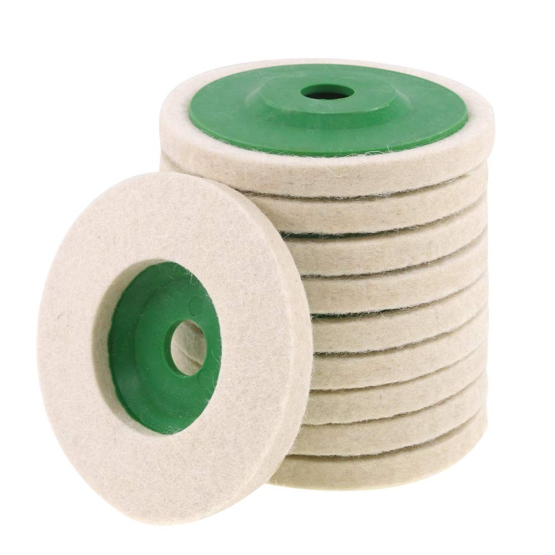 10 Pcs 4 Inch Wool Polishing Wheel Disc for 100 Angle Grinder Metal Marble Wood