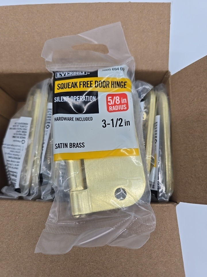 10 Pack Everbuilt Squeak Free Satin Brass Door Hinges 3 1/2" 5/8" Radius