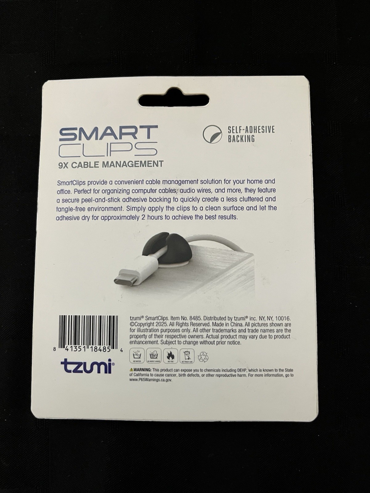 Tzumi Smart Clips Cable Management Mini 9-Pack Cable Clips Set New Sealed