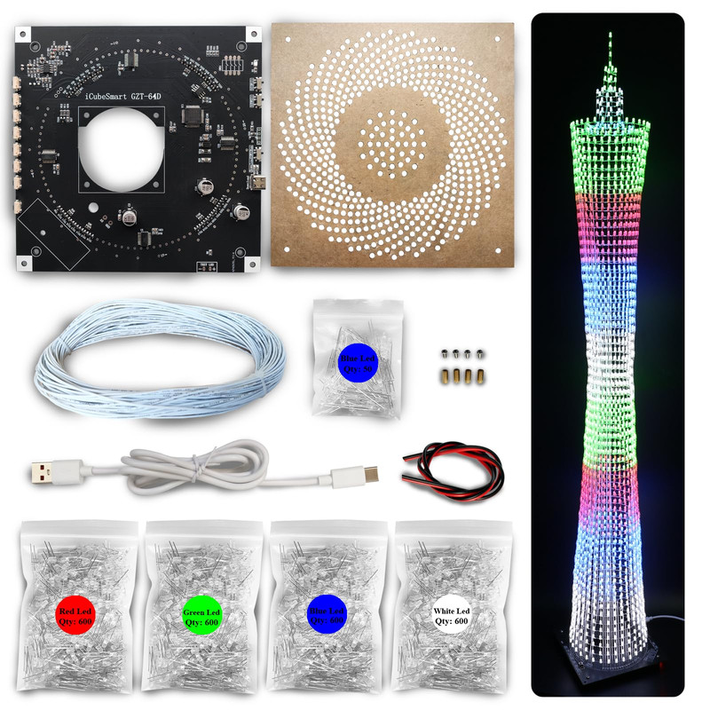 Icubesmart Led Canton Tower Model Diy Electronic Kit Led Cube Model Handmade