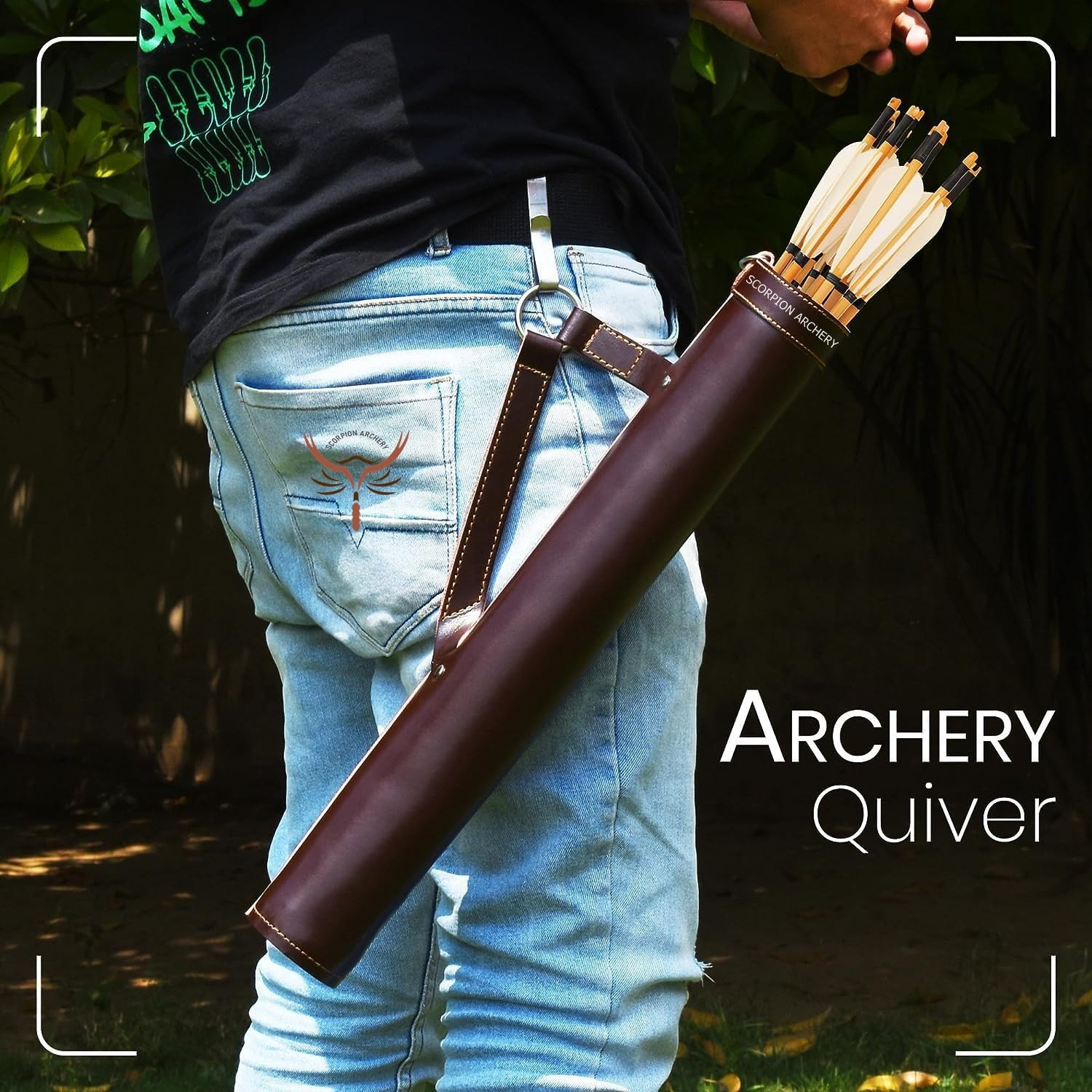 Handmade Leather Back Quiver for Bows - Lightweight & Comfortable Gift