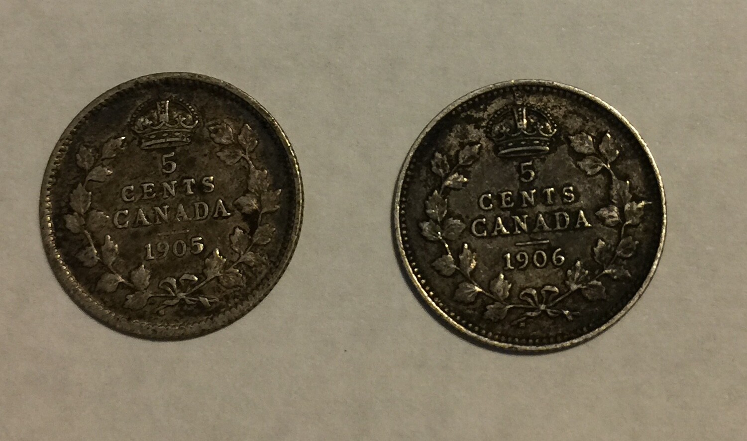 Canada 5C 1905 & 1906 XF minor probs. (#1716)
