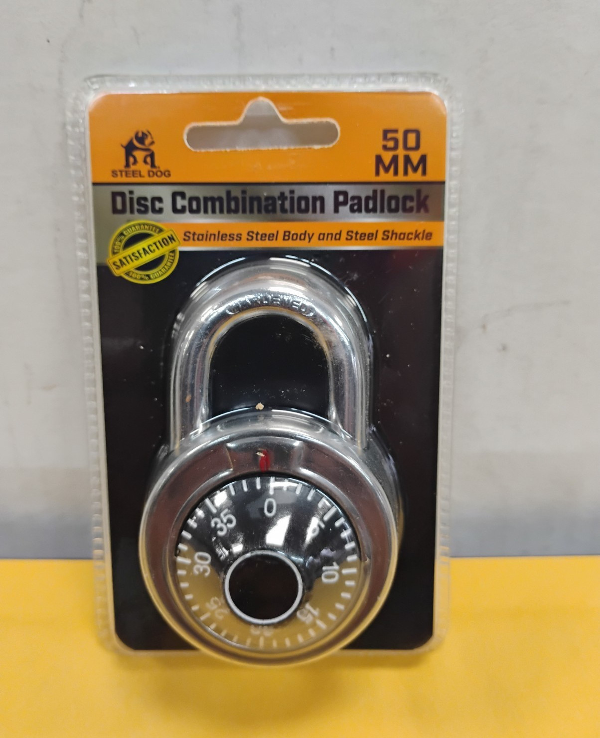 Steel Dog 50mm Disc Combination Padlock, Stainless Steel Silver, MPN 34112