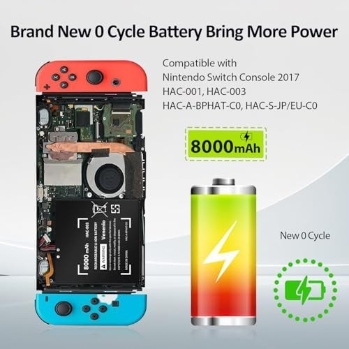 Venenio 8000mAh Battery for Nintendo Switch 2017 HAC-003 HAC-001 with Repair...