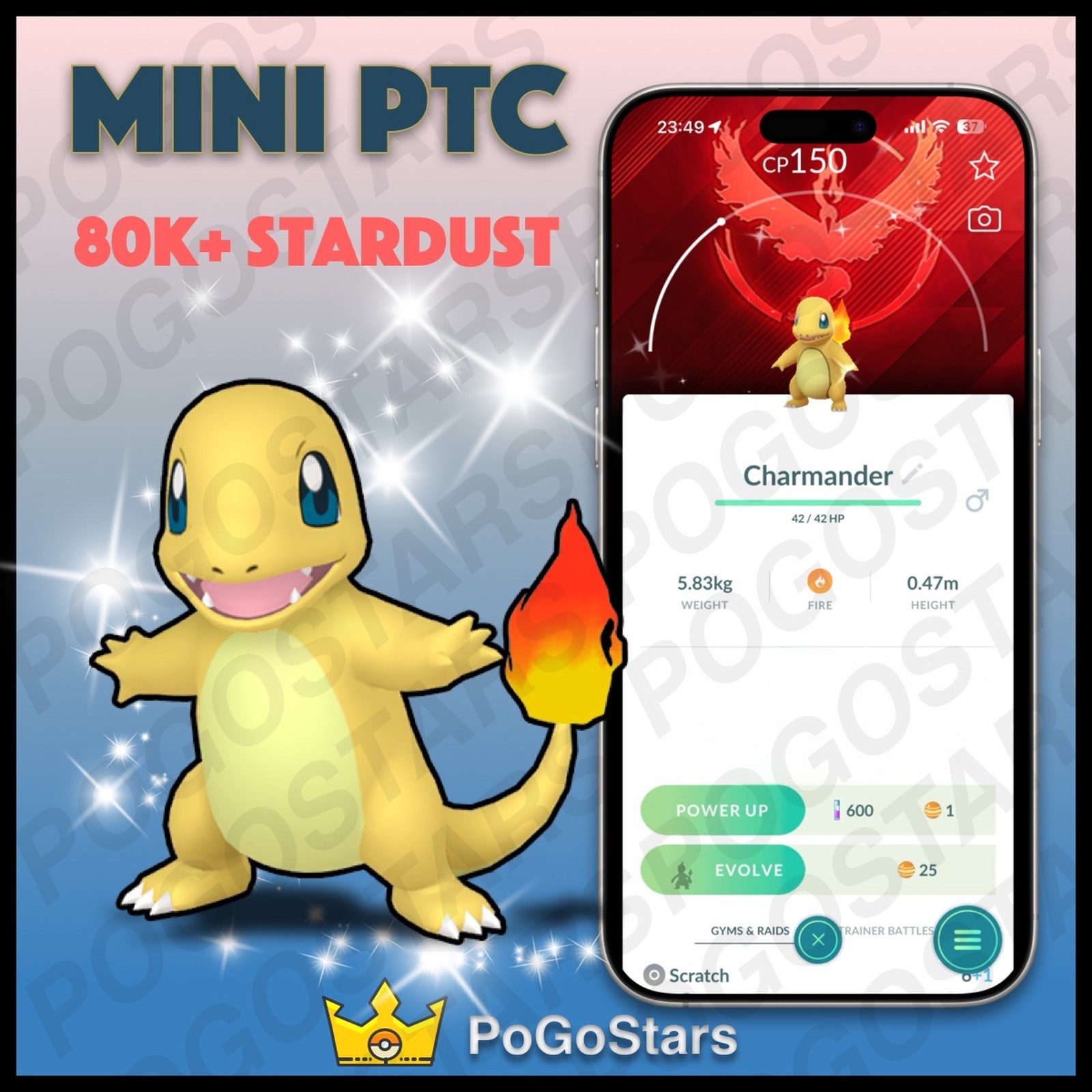 Pokémon PTC Go - Shiny Charmander - Team Valor✨Special Background✨