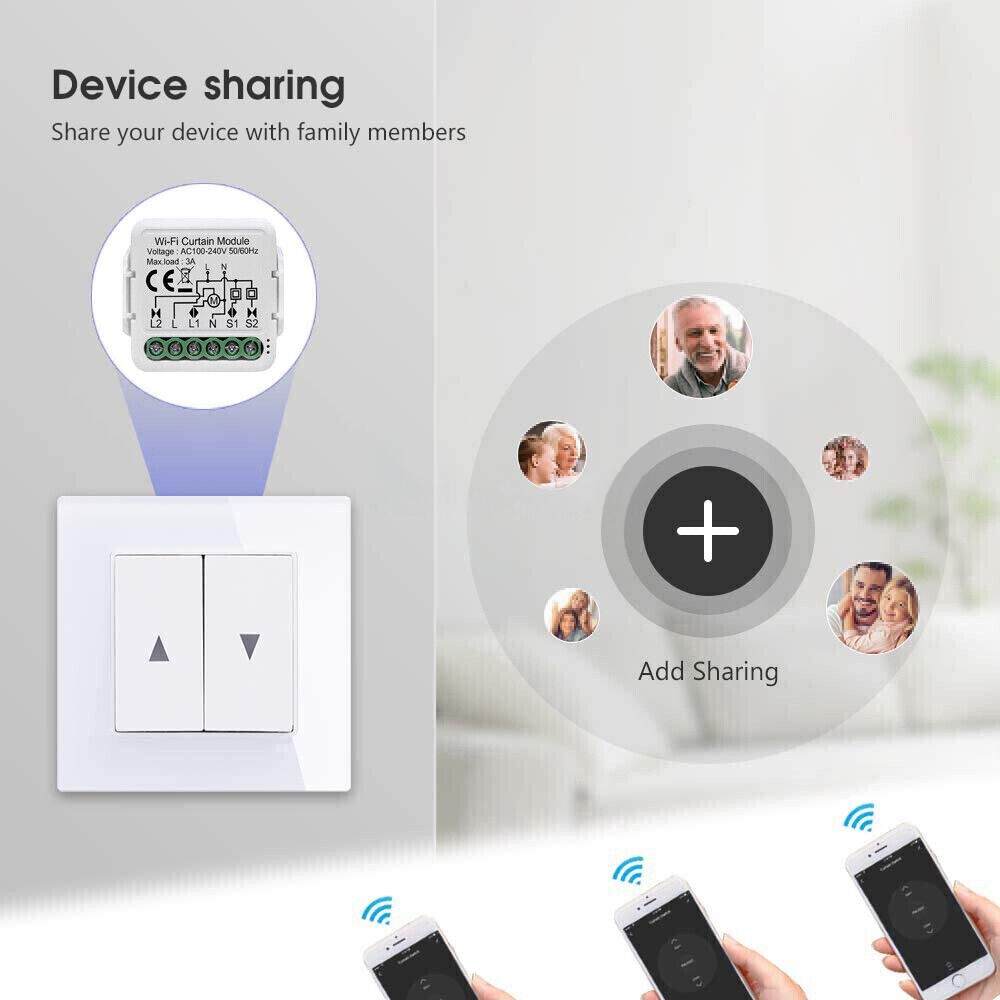 Smart WiFi Switch Curtain Blinds Module Roller Shutter Motor For Tuya Alexa US