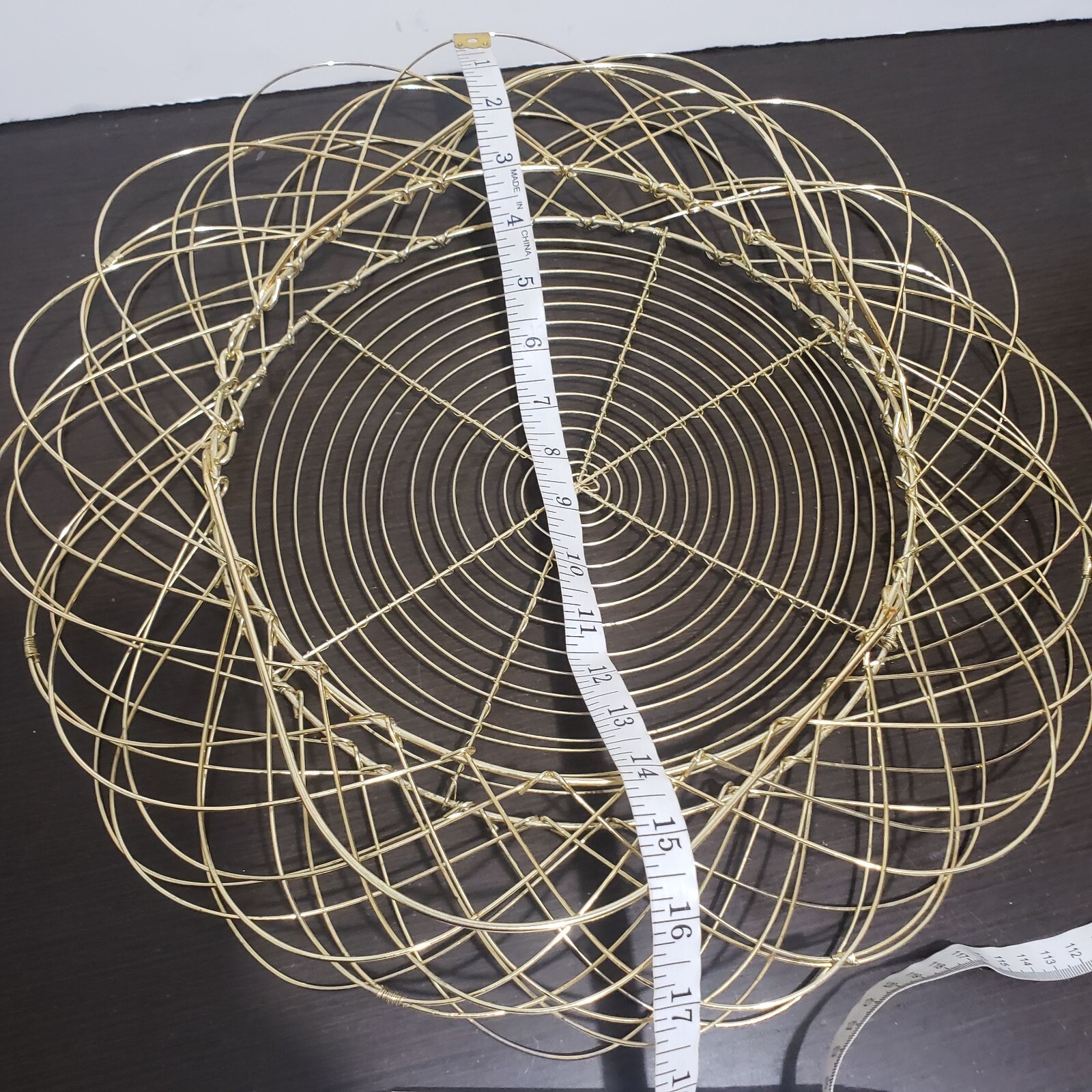 Gold Metal Wire Collapsible Folding Gathering Basket