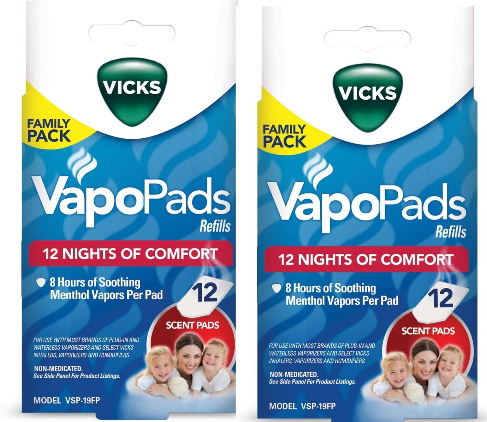 Vicks Menthol Vapors Scent Pad Replacements VSP-19FP 12 Pack Each=24  Lot of 2