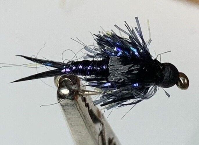 (12) Tungsten UV Black Estaz Stoneflies Flies For Steelhead/Salmon and Trout