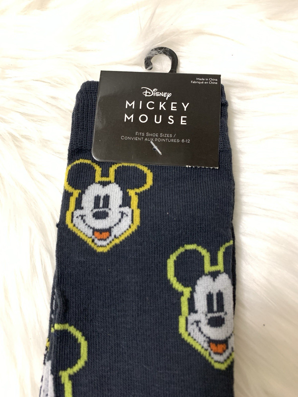 Disney Mickey Mouse Crew Socks Unisex Shoe Size 6-12 NEW