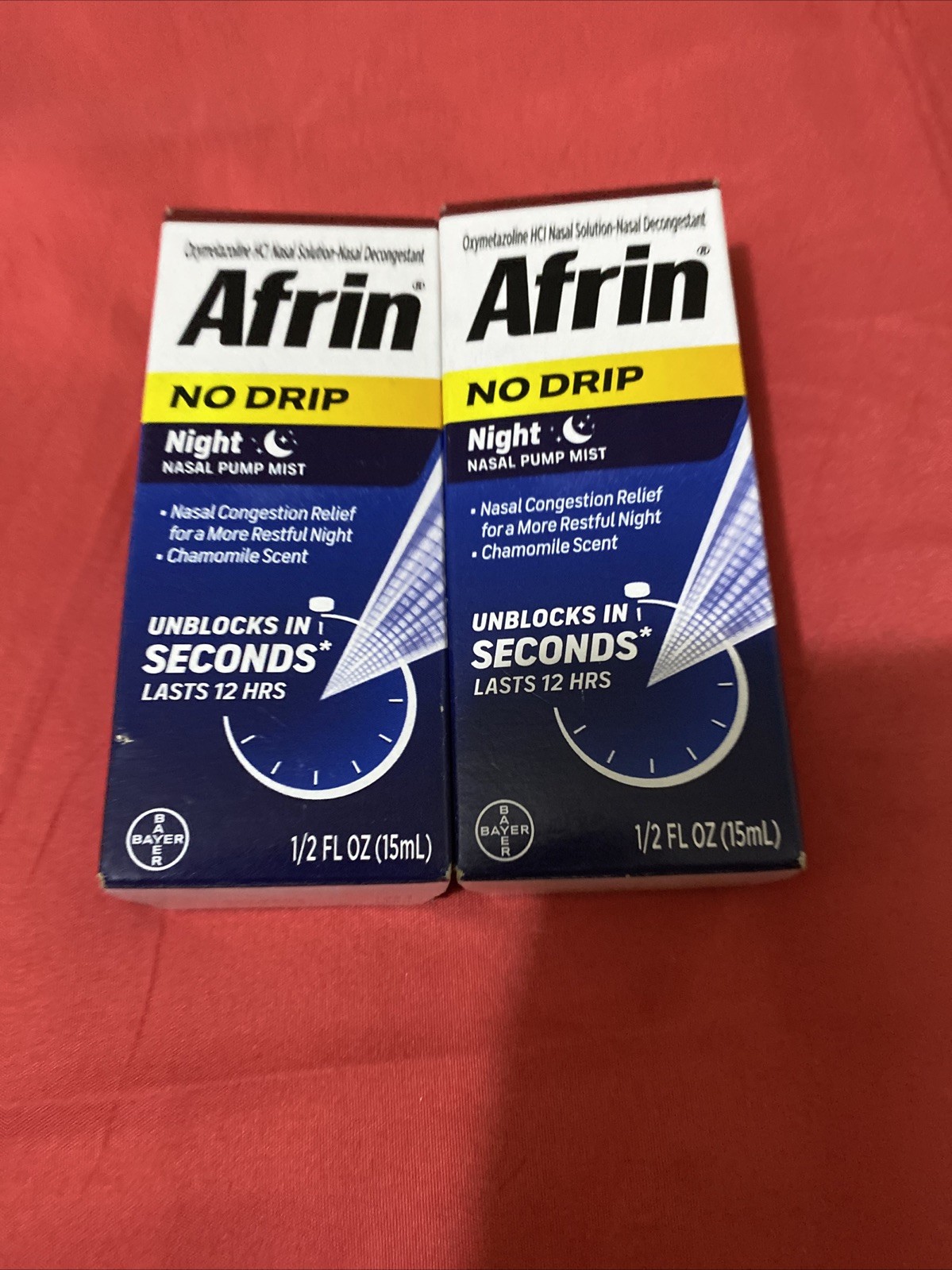 2 Afrin No Drip Night Nasal Congestion Relief Pump Mist 0.5oz EXP-10/2026 FRESH