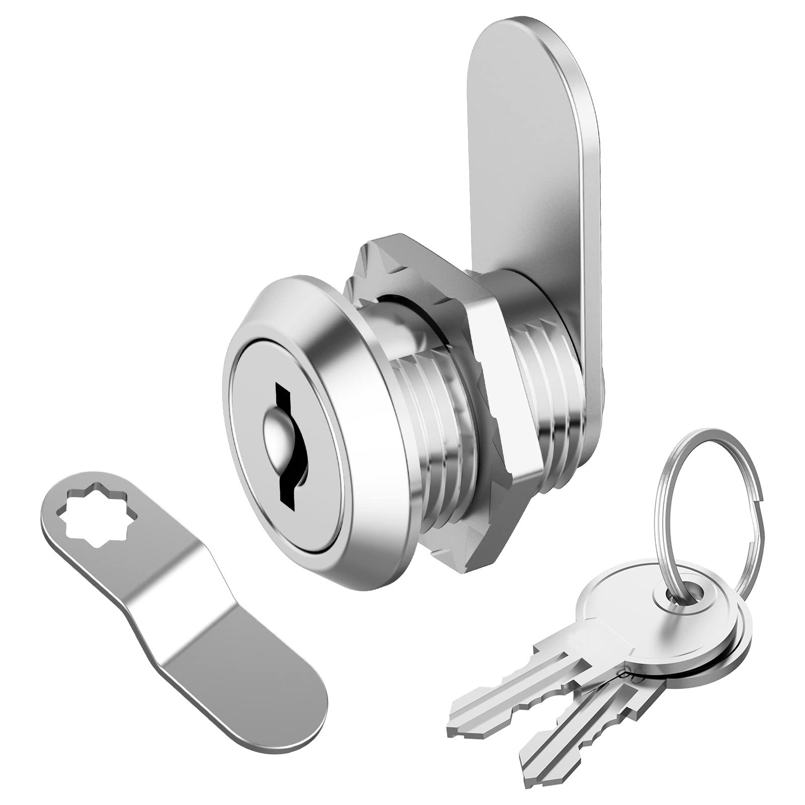 BOZXYE 1 Pack Cabinet Locks with Keys, 5/8" Cam Lock 1 5/8 Inch, Silver