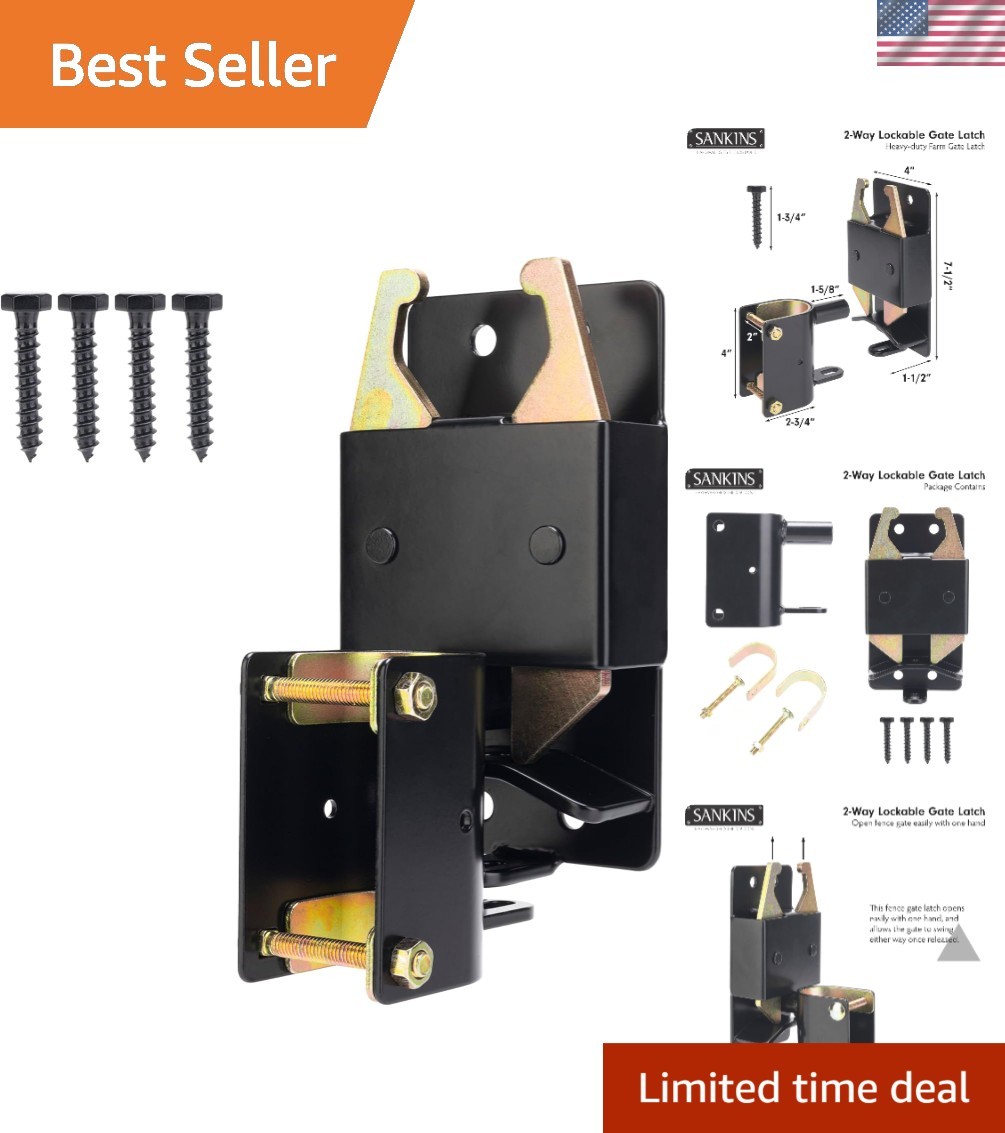 Heavy Duty Lockable Farm Gate Latch - Two-Way Operation for Livestock Security
