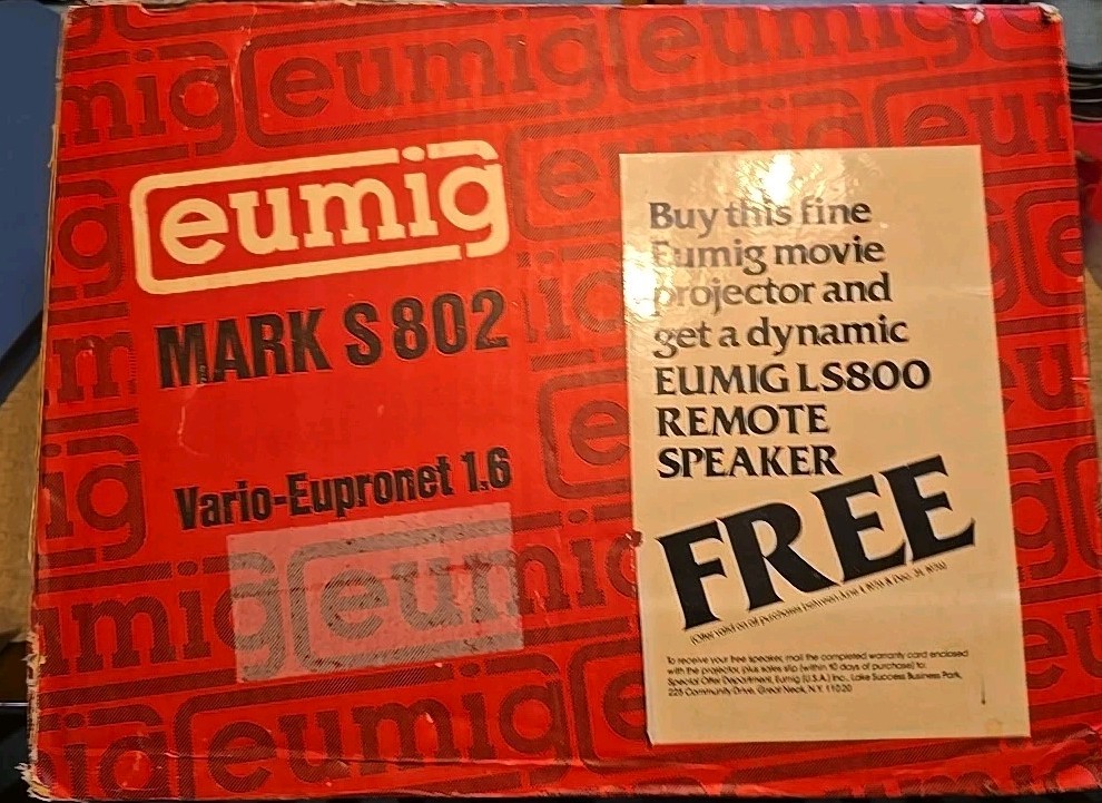 Rare NEW IN BOX Eumig Mark S 802 Super 8mm Sound Projector Vintage