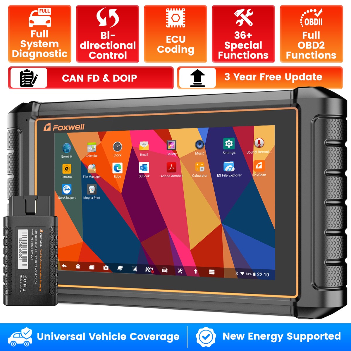 NT909 Bluetooth OBD2 Scanner All System Bi-Directional Ecu Coding ABS OIL Reset